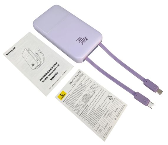 Power Bank 10000 mAh 30 W BASEUS реальна ємність з кабелями зовнішній акумулятор павербанк | Зображення 4