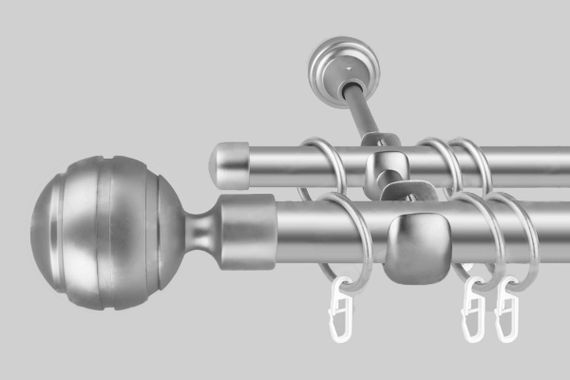 Карниз для штор двухрядный металлический 19 мм (комплект) Сатин 200 см