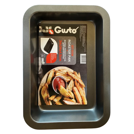 Форма прямоугольная для выпечки GUSTO GT-3134 34 x 24 x 4.5 см прочная форма с антипригарным покрытием Черный | Зображення 2