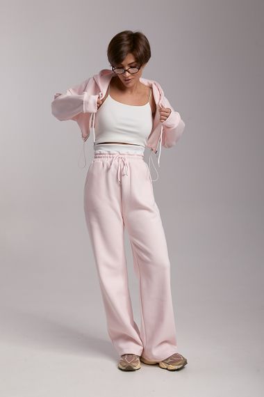 Спортивний костюм з коротким худі та прямими штанами - пудра цвет, M (є розміри) | Зображення 4