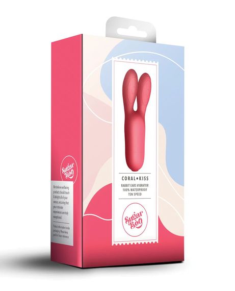 Кліторальний вібратор SugarBoo Coral Kiss з вушками, два мотори, робота від батарейок (у комплекті) | Зображення 3