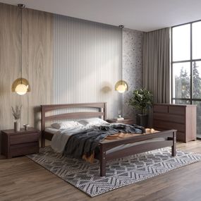 Полуторне дерев'яне ліжко Mebigrand Чикаго Сіті Горіх темний 120х200 см (MBG-9949)