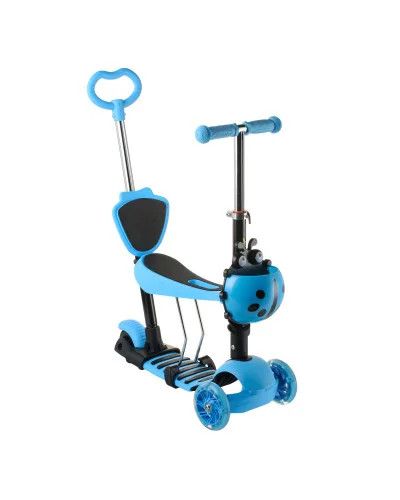 Трехколесный детский самокат 5 в 1 с родительской ручкой и сиденьем Scooter | Зображення 3