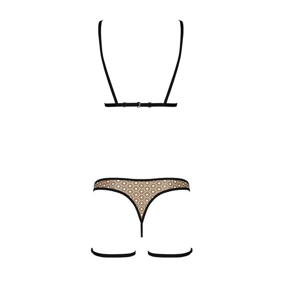 Еротичний комплект спідньої білизни Passion GABI SET L/XL beige, трусики з гартерами | Зображення 3