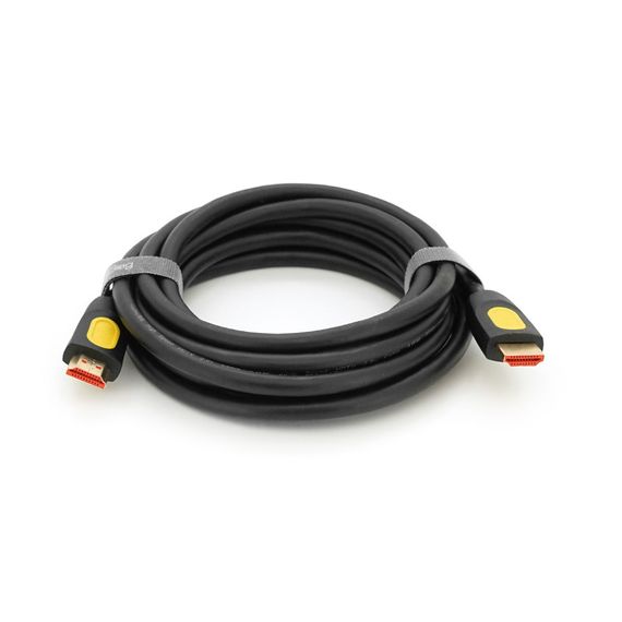 Кабель Merlion HDMI-HDMI V-Link High Speed 3.0m, 4K, v2,0, OD-8.2mm, круглий Black, конектор Black/Yellow, Blister-box, Q80 | Зображення 1