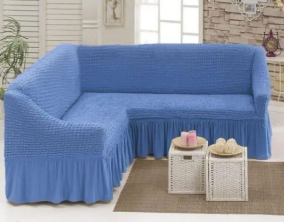 Чохол на кутовий диван з оборкою, накидка на диван. | Зображення 4