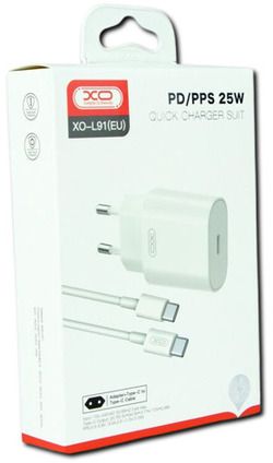 Сетеве зарядне пристрій XO L91EU PD 25W Type-C to Type-C (33604-01_223) | Зображення 1