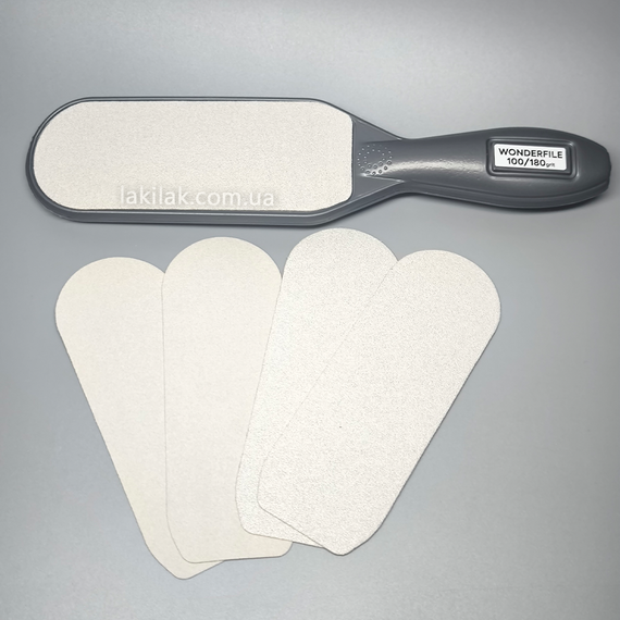 Пластикова основа для педикюрної терки Wonderfile 100/180 гріт +4 файли