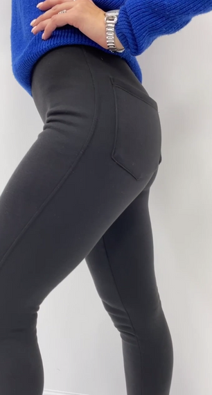 Женские теплые трикотажные лосины на меху GF01670 цвет черный, размер 44 | Зображення 7