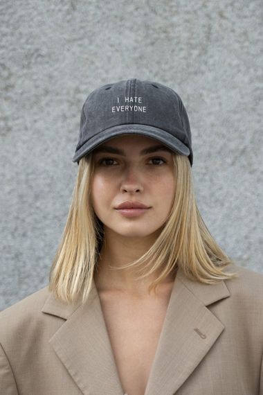 Кепка бейсболка Vintage Without з принтом Hate Black | Зображення 4