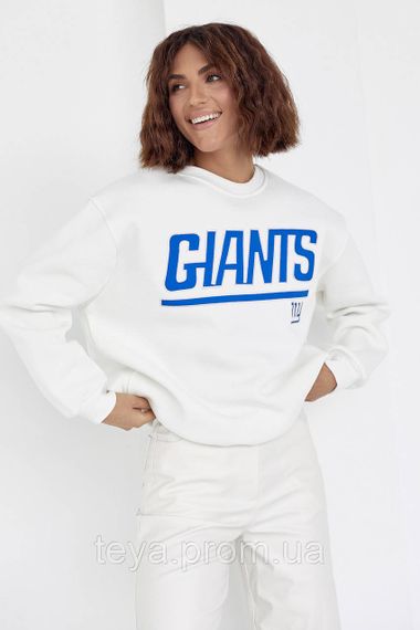 Женский теплый свитшот оранжевый с надписью Giants цвет молочный FL_000733