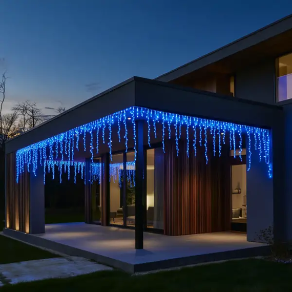 Вулична гірлянда Бахрома 25 м, 405 LED, Синій, IP44, ефект флеш | Зображення 1
