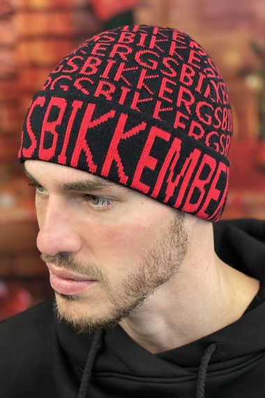 Мужская  шапка «Letters» (5158) черный + красный