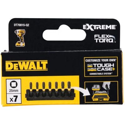 Набор бит DeWALT в касете для Tough Case, FlexTorq, L 25 мм, SQ1-2 шт, SQ2-3 шт, SQ3-2 шт (DT70815) | Зображення 1