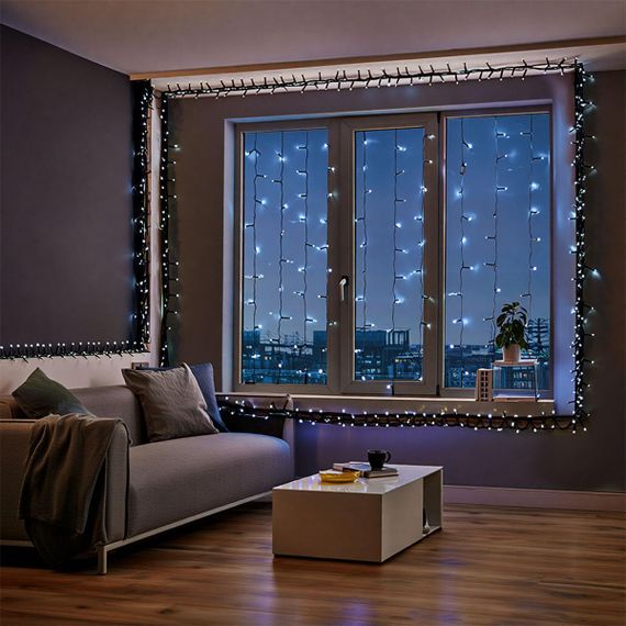 Новогодняя гирлянда уличная 50 м 500 LED с солнечной батареей черный провод Белый SB500L50MBW | Зображення 3