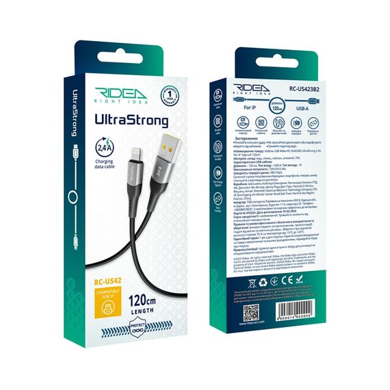 USB Ridea RC-US42 UltraStrong Lightning 12W 1.2m | Зображення 1