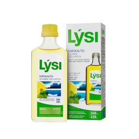 Риб&#39;ячий жир з печінки тріски, Icelandic Cod Liver Oil, LYSI, ісландський, смак лимона та м&#39;яти, 240 мл
