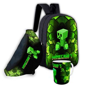 Набір дитячий Майнкрафт Кріпер «Minecraft» рюкзак 36х27см сумка-бананка, кружка з принтом для хлопчика (01661)
