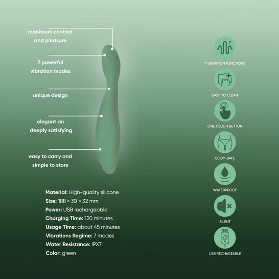 Вибратор для точки G Sweet Em, зелёный sexstyle | Зображення 7