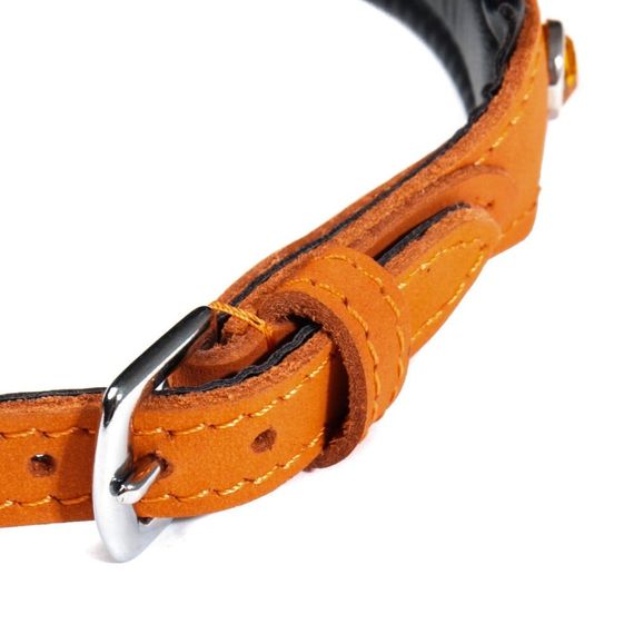 Нашийник зі стразами тонкий DS Fetish шкіряний, помаранчевий (Голландія) sexstyle | Зображення 1