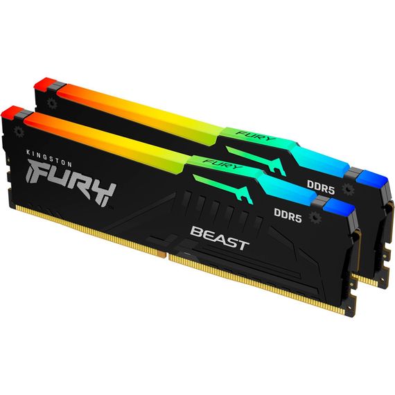 Пам&#039;ять ПК Kingston DDR5 64GB KIT (32GBx2) 5600 FURY Beast RGB XMP KF556C40BBAK2-64 | Зображення 2