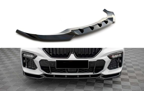 Передний сплиттер DPT V-1 (Для M, Черный Глянец) для BMW X6 G06 2019- гг