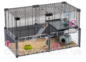Модульна клітка для хом'яків та мишей Ferplast Multipla Hamster з аксесуарами чорна 72.5x37.5x42 см 57007217