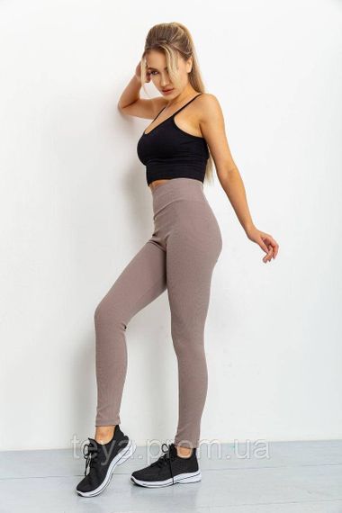 Лосини жіночі в рубчик, колір темно-бежевий, розмір L FA_003288