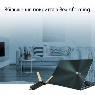Сетевая карта Wi-Fi ASUS USB-AX56 AX1800 USB 3.0 WPA3 MU-MIMO OFDMA (USB-AX56) | Зображення 4