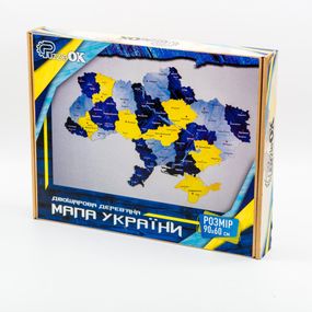 Деревянный пазл "Карта Украины" Арт-60906 сине-желтый 60х90 см
