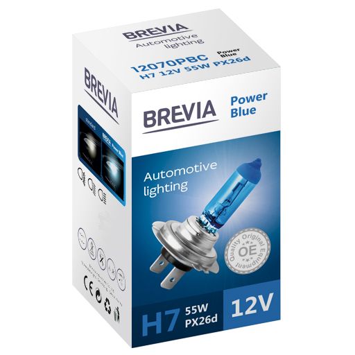12070PBC BREVIA Автолампа H7 12V 55W PX26d Power Blue CP HALOGEN