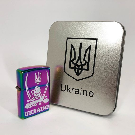 Дугова електроімпульсна запальничка USB Україна (металева коробка) HL-449. VF-976 Колір: хамелеон | Зображення 3