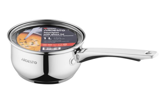 Ківш ARDESTO Gemini Gourmet, скляна кришка, 1 л, нержавіюча сталь (AR1910GSS) | Зображення 3