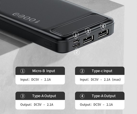 Повербанк (портативный аккумулятор) Power Bank AWEI P5K 10000mAh черный (AM-3163_402) | Зображення 9