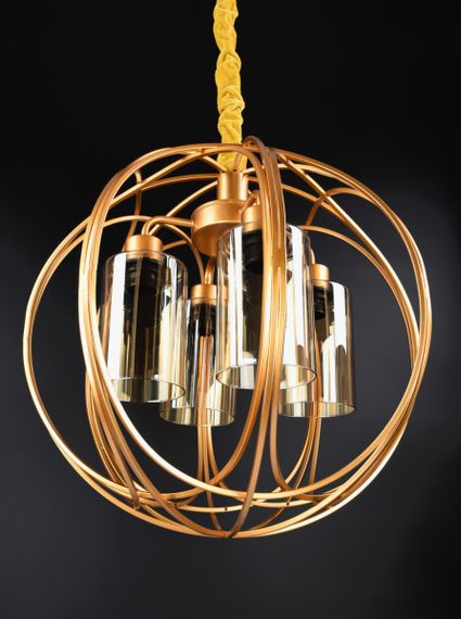 Люстра підвісна LOFT на 4 лампочки 25863 Жовтий 50-115х47х47 см. | Зображення 3