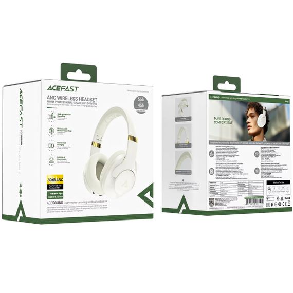 Гарнітура Acefast H4 ANC, Bluetooth, Beige