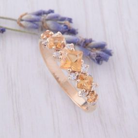 Кольцо из красного золота с цитрином 16