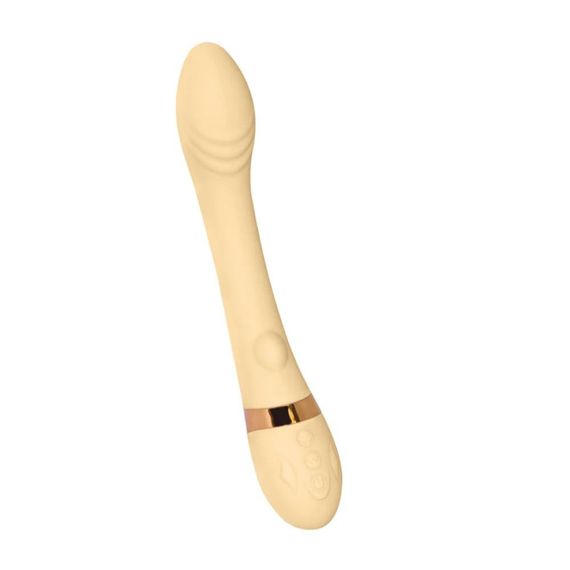 Вібратор для точки G з підігрівом та двома моторами Sweet Em, жовтий sexstyle