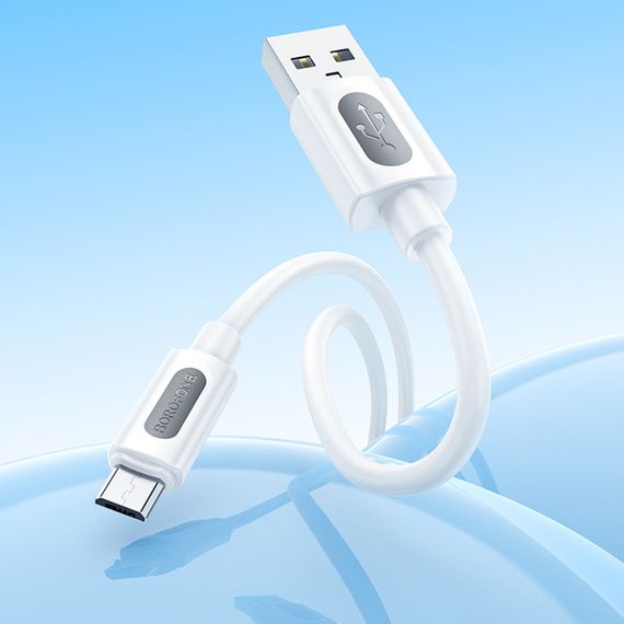 Дата кабель Borofone BX114 Structure USB to MicroUSB 2.4A (1m) White | Зображення 3