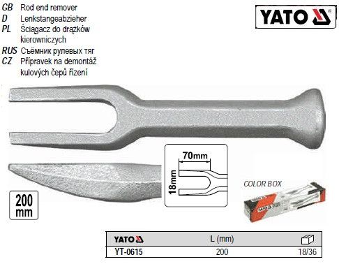 Знімач рульових знімач кермових тяг автомобіля Ø=18 мм l=200 мм YATO-0615