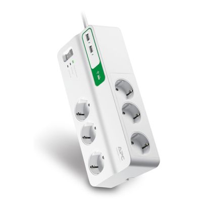 Мережевий фільтр живлення APC Essential SurgeArrest 6 outlets + 2 USB (5V, 2.4A) port (PM6U-RS) (PM6U-RS) | Зображення 1