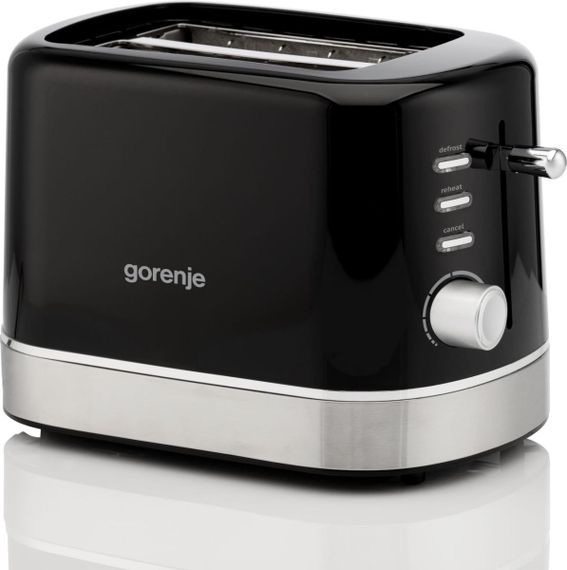 Тостер Gorenje  850Вт, підігрів, розморожування, пластик, чорний (T800DB)