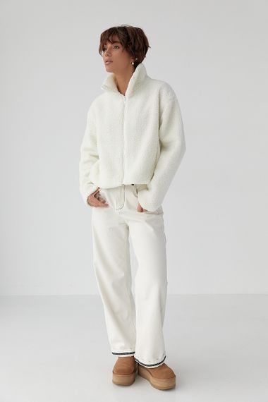 Жіночий кардиган із хутра Тедді на блискавці - білий цвет, M (є розміри) | Зображення 2