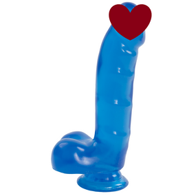 Фалоімітатор Doc Johnson Jelly Jewels Cock & Balls Blue, діаметр 3,6 см, антибактеріальний ПВХ sexstyle