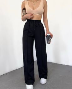 Женские широкие штаны палаццо со стрелками BF1284 цвет черный, размер 44/46