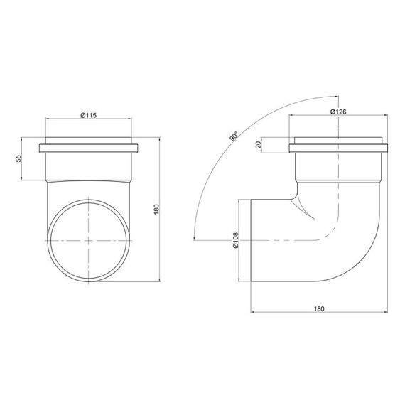 Коліно каналізаційне PPR TA Sewage 110, 90° TASEBPP90110 | Зображення 1