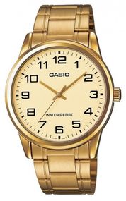 Наручні годинники чоловічі позолочені кварцові японські оригінал Casio MTP-V001G-9BUDF (модуль №5361)