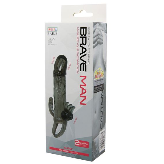 Насадка на член - Brave Man Vibrating Penis Sleeve Black | Зображення 4