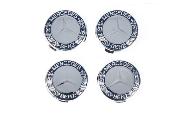 Ковпачки на диски 71/75 мм без кільця (4 шт, сині V1) для Тюнінг Mercedes | Зображення 1
