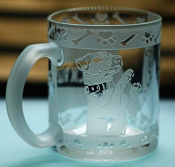 Скляна чашка кружка 320 мл  з гравіюванням Джек-рассел-терьер подарунок для власника собаки